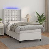The Living Store Box spring postelja z vzmetnico LED bela 90x200 cm umetno usnje - Box Spring Postelja, (21516182) Cene