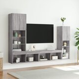  4-dijelni zidni TV elementi s LED svjetlima boja sivog hrasta | shoptok.hr