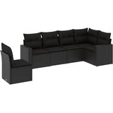  6-dijelni set vrtnih sofa s jastucima crni od poliratana Crna 65.5 x 62 x 69 cm | shoptok.hr