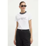 Karl Lagerfeld Bombažna kratka majica ženska, bela barva, 245W1707