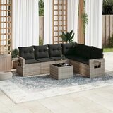 Maison Chic Seti vrtnega pohištva - Vrtna garnitura - Vrtni pohištvo set 7-delna z blazinami siv poli ratan, (21803237) | Shoptok.si
