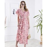 Resti Patterned pink women's midi dress Clothing | Shoptok.si