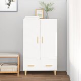 The Living Store Visoka omarica visok sijaj bela 70x31x115 cm konstruiran les - Visoka Omarica, (21435721) Cene