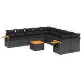  11-dijelni set vrtnih sofa od poliratana s jastucima crni | shoptok.hr