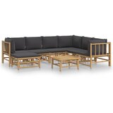 Maison Chic Seti vrtnega pohištva - Vrtna garnitura - Vrtni pohištvo set 8-delna temno sive blazine bambus, (21802137) | Shoptok.si