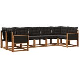 vidaXL Zunanja garnitura za sedenje z blazino 7 pcs Naravna in črna, (5000280699) | Shoptok.si