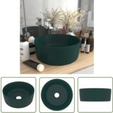 The Living Store Razkošen umivalnik okrogel mat temno zelen 40x15 cm keramičen - Razkošen Umivalnik, (21744803) Cene