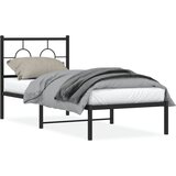  The Living Store Kovinski posteljni okvir z vzglavjem črn 80x200 cm - Posteljni Okvir, (21446422) | Shoptok.si