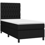 vidaXL Krevet box spring s madracem LED crni 100x200 cm od tkanine | shoptok.hr