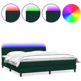 Box Spring krevet s madracem i LED tamno zeleni 180x220 cm baršun | shoptok.hr