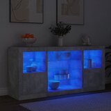  Komoda s LED svjetlima siva boja betona 142,5x37x67 cm Slike