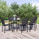  7-dijelni vrtni blagovaonski set od poliratana crni | shoptok.hr