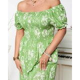 Resti Green women's midi dress with floral pattern - Clothing | Shoptok.si