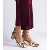 Gemre Gold patent block heels with buckles Kamola | Shoptok.si