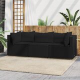 Maison Chic Seti vrtnega pohištva - Vrtna garnitura - Vrtni pohištvo set 3-delna z blazinami črn poli ratan, (21815354) | Shoptok.si