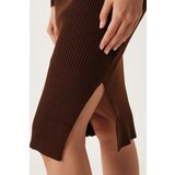  Women's Dark Brown Crew Neck Lycra Knitwear Dress | Eponuda.ba