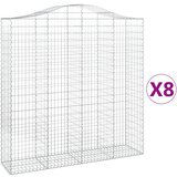 vidaXL Obokane gabion košare 8 kosa 200x50x200/220 cm pocinkano železo, (21000329) | Shoptok.si