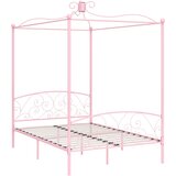 The Living Store Posteljni okvir z ogrodjem za baldahin roza kovinski 140x200 cm - Posteljni Okvir, (21492072) | Shoptok.si