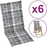 vidaXL Blazine za vrtne stole 6 kosov siv karo vzorec 120x50x3 cm Cene
