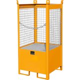 eurokraft pro Skladiščna in transportna paleta s prestrezno kadico, 3 mrežaste stranice, za 1 sod prostornine 200 l, oranžne barve Cene