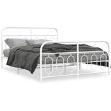 Maison Chic Kovinski Posteljni okvir - Dvoposteljna postelja - Zakonska postelja z vzglavjem in vznožjem bel 135x190 cm, (21697057) | Shoptok.si