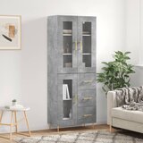 The Living Store Visoka komoda betonsko siva 69,5x34x180 cm inženirski les - Visoka Omarica, (21657421) | Shoptok.si