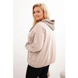 Kesi Włoski Women's Plus Size zip-up cotton sweatshirt beige | shoptok.hr