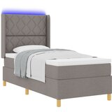 vidaXL Box Spring Postelja z Mattresom in LED Taupe 90x190 cm Tkanina, (22049342) | Shoptok.si