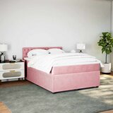 Krevet s oprugama i madracem ružičasti 140x190 cm baršunasti | shoptok.hr