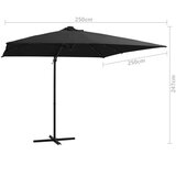In Konzolni suncobran s čeličnom šipkom LED 250 x 250 cm crni | shoptok.hr