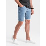 Ombre Men's denim shorts with rolled up legs - blue