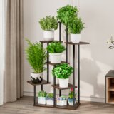Kondela Kovinsko stojalo za rože, črna/rustikalni les, ADITE TIP 2 | Shoptok.si