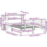 vidaXL krevet s regalom za knjige bez madraca 140x190 cm od borovine | shoptok.hr