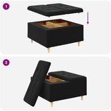  Otoman za pohranu s jastukom Crna 80 x 80 x 45 cm Baršun | shoptok.hr