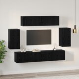 vidaXL Stenski TV kabinet 6 pcs Črni hrast Konstruiran les | Shoptok.si