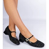 Gemre Black fabric-finished pumps with rhinestones Mersitta | Shoptok.si