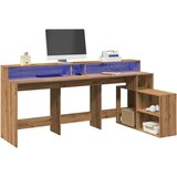 Furnova Pisalna miza z LED lučkami artisan hrast 200x104x91 cm inž. les, (21925400) | Shoptok.si