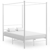  Posteljni okvir z ogrodjem za baldahin bel kovinski 120x200 cm, (20606340) | Shoptok.si