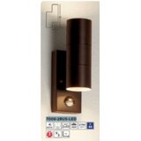 Searchlight Metro LED zunanja in verandna (GU10 LED) stenska svetilka 2 luči + senzor rjasto rjava IP44, (22100672) | Shoptok.si