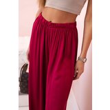 Kesi Włoski Women's wide trousers with elastic waistband dark burgundy | Eponuda.ba