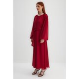 Trendyol X Kevser Sarıoğlu Fuchsia Chiffon Evening Dress With Draping Shoulder Belt and Drape | Eponuda.ba