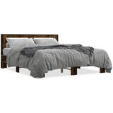 Furnova Posteljni okvir dimljeni hrast 150x200 cm inž. les in kovina, (21935069) | Shoptok.si