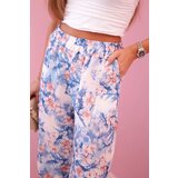 Kesi Włoski Women's wide-leg trousers with floral print blue | shoptok.hr