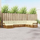  Set vanjskih sofa 8 kom. Prirodna i krem Čvrsto drvo akacije 406 x 247,5 x 73 cm | Shoptok.si