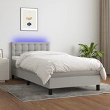 vidaXL Krevet box spring s madracem LED svjetlosivi 80x200 cm tkanina Cijene
