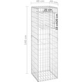 vidaXL gabionska stupna košara 40 x 40 x 140 cm željezna | shoptok.hr