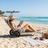 Multi Garden Sklopiva ležaljka za plažu sa točkovima i tendom – Grey Cene