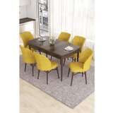 Hanah home Eva - Baroque, Mustard BaroqueMustard Extendable Dining Table & Chairs Set (7 Pieces) | ePonuda.com