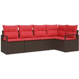  Sjedeća garnitura za vrt 5 kom. Smeđa i crvena poliratan 232 x 122 x 85 cm | shoptok.hr