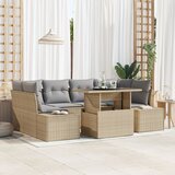 vidaXL Set vrtnih sofa od 7 dijelova s jastučićima Bež Poly Ratan Cijene
